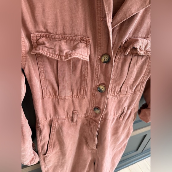 Topshop Utility Jumpsuit w/ Button Front • 2 Dusty Pink/Rust color - Picture 3 of 6